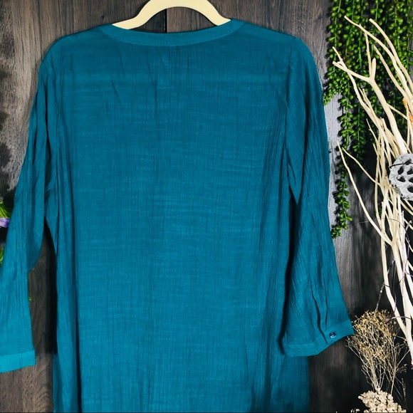 ^🌸5/$25🌸St. Johns Bay Teal V Neck Blouse Large - Picture 11 of 16